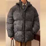 Winter Jacket Men Warm Fashion Printing Thick Hooded Jacket Men  Streetwear Korean Loose Thicken Short Coat Mens Parker Clothes