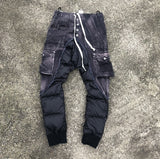 High Street Personality Spliced Men's Drawstring White Duck Down Pants Winter Autumn New Tide Thickened Trousers
