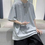 Foesce 100% Cotton Five Half Sleeve Men's Women Summer T-shirt Loose Short-sleeved Casual Basic Shirt O Neck Solid Color Oversize
