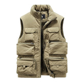 Foesce Men Winter Sleeveless Jacket Men New Keep Warm Fleece Fishing Jacket Slim Fit Windbreaker Fashion Cargo Jacket For Men