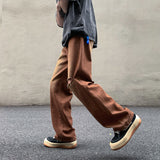 Hole Brown Jeans Men Fashion Retro Ripped Baggy Jeans Men Streetwear Loose Hip Hop Straight Denim Pants Mens Trousers M-2XL