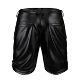 Men's Leather Shorts Elastic Fashion PU Leather Short Pants Dance & Party