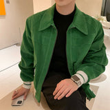 Men's Spring and Autumn Overcoat Hip Hop Corduroy  Retro Casual Regular Slim Fit  Streetwear Fashion Pilot Jacket