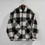 Japanese retro heavy plaid jacket men's Plaid loose off shoulder sleeve woolen overalls