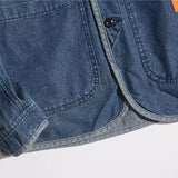 Japan Style Amekaji V-Neck Single Breasted Men Denim Jacket Spring Mens Vintage Jean Jacket