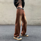 Hole Brown Jeans Men Fashion Retro Ripped Baggy Jeans Men Streetwear Loose Hip Hop Straight Denim Pants Mens Trousers M-2XL