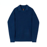 Foesce New Waffle Sweaters for Men Solid Color Lapel Loose Winter Bottoming Sweater Korean Fashion Harajuku Japanese Pullover Men