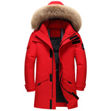 Foesce New Real Fur Collar Men's Down Jacket Hooded Warm Winter Coat Men Warm 90% White Duck Down Long Parka Hight Quality Man Overcoat
