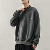Fall Winter Korean Fashion Casual O Neck Solid Fleece Pullover Tops Men's Clothing Loose Streetwear Hoodie Sweatshirts Sudaderas