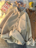 Foesce Japan Thickened Warm  Collar Shirt Trendy Men Autumn Winter Retro Jacket Hong Kong Style Oversize Warm Blouse Top