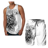 Summer Fashion Top/ Shorts/2PC Sets Cool Tiger Print Tank Tops Mens Vest Sportwear Tracksuits Men's Clothing
