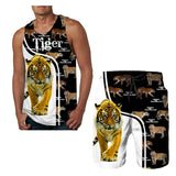 Summer Fashion Top/ Shorts/2PC Sets Cool Tiger Print Tank Tops Mens Vest Sportwear Tracksuits Men's Clothing